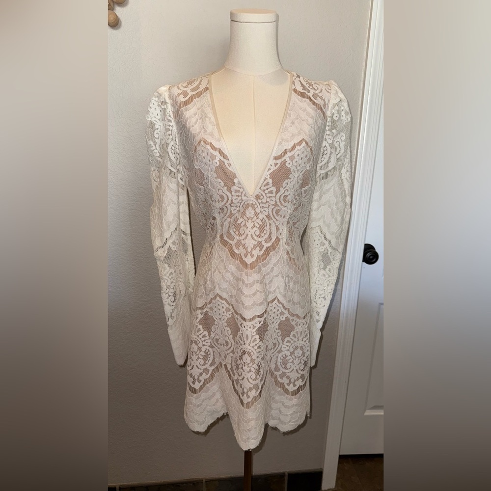 SAYLOR x FP White Lace Mini Dress